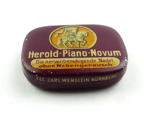 #e8887 Original alte Dose mit Grammophonnadeln Herold-Piano-Novum