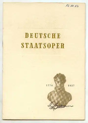 Opernheft Deutsche Staatsoper FIDELIO 1953
