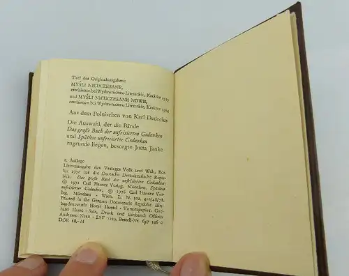 Minibuch: Unfriste Gedanken Aphorismen , Verlag Volk Welt Berlin 1978 / r023
