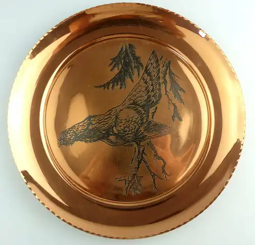 #e2527 Schöner alter Ehrenteller /Andenkenteller Raubvogel bronzefarben