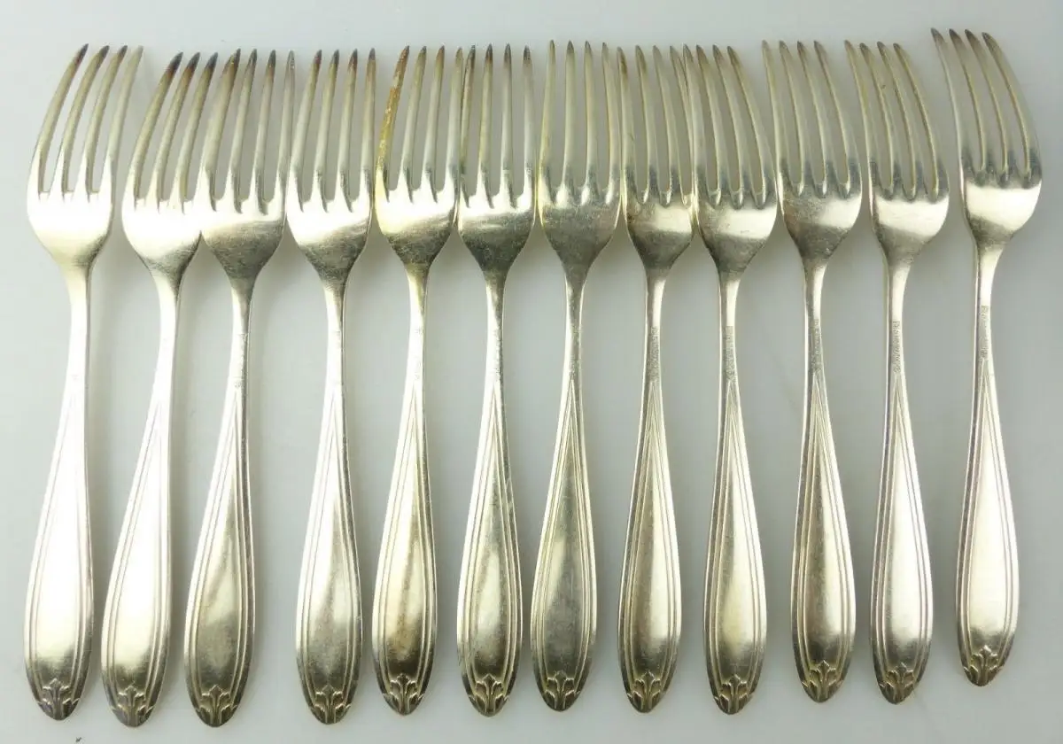 e10222 Original WMF Dessert Besteck 48 Teile mit Monogramm LV 90er Silberauflage 5