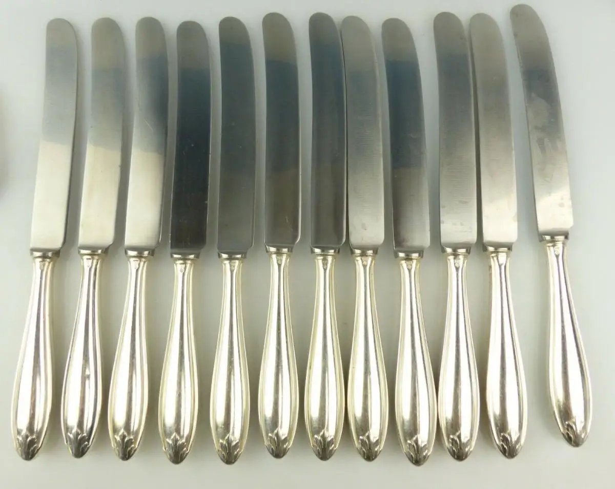 e10222 Original WMF Dessert Besteck 48 Teile mit Monogramm LV 90er Silberauflage 6
