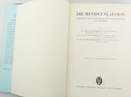 #e8380 Buch: Die Meniscuslaesion  mit 219 Abbildungen in 500 Einzeldarstellungen