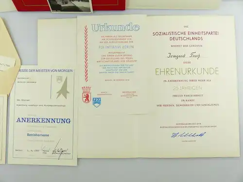 #e6681 Sammelsurium alter Urkunden etc. verschiedene Namen DDR 70er & 80er Jahre