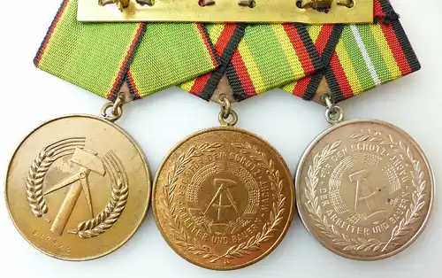 #e3207 3er Ordensspange für treue Dienste in der NVA, Silber, Bronze, KVP