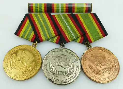 3er Ordenspange: Für treue Dienste in der NVA Gold, Silber, Bronze, Orden1151