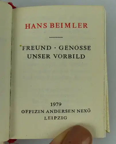 Minibuch Hans Beimler Freund Genosse unser Vorbild 1979 Buch1503