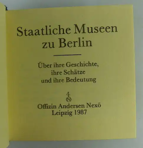 Minibuch Staatliche Museen zu Berlin Über Ihre Geschichte Schät 1987 Buch1460