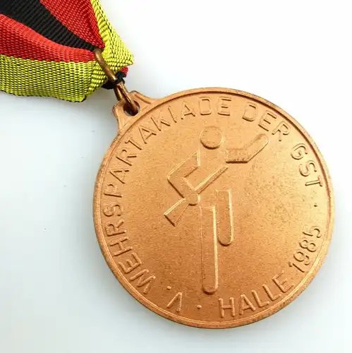 #e5549 DDR Medaille in Bronze V. Wehrspartakiade der GST Halle 1985