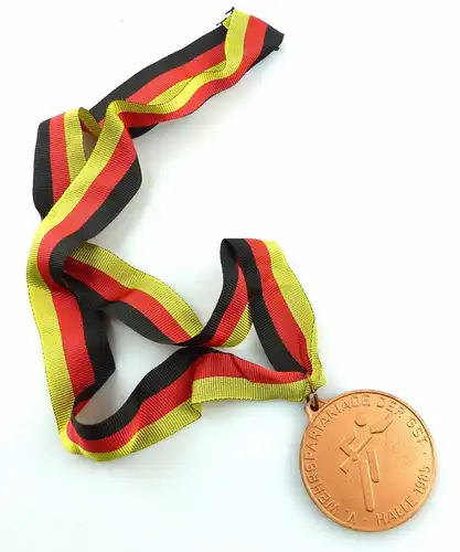 #e5549 DDR Medaille in Bronze V. Wehrspartakiade der GST Halle 1985