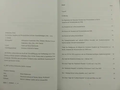 Die Berliner Akademie der Wissenschaften und ihre Auszeichnungen 1946 bis 2006