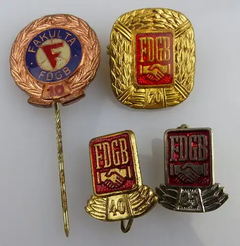4 verschiedene Abzeichen FDGB Orden1981