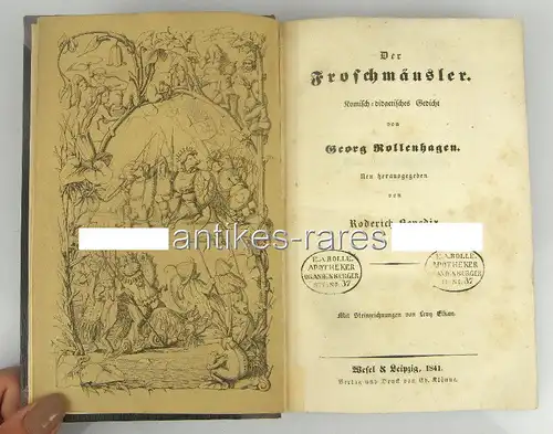 Der Froschmäusler Gedicht neu herausg. von Roderich Benedix 1841 Sehr Selten