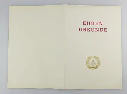 #e2710 Ehrenurkunde mit Ehrenplakette/ Meissen Medaille der nationalen Front DDR