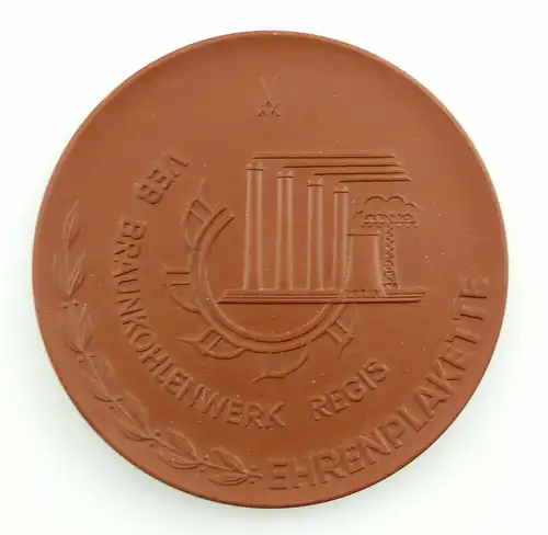 #e3735 Meissen Medaille Ehrenplakette VEB Braunkohlenwerk Regis Ehrenplakette