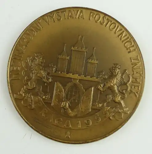 e11865 Alte Bronzemedaille Prag 1955 Dresden in OVP