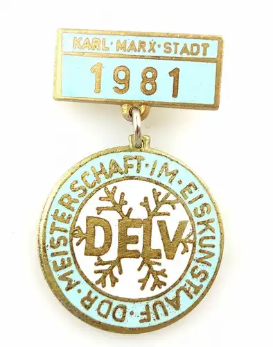 #e5714 Anstecknadel DDR Abzeichen 1981 Meisterschaften im Eiskunstlauf DELV