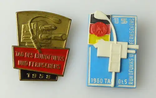 2 Abzeichen Tag des Rundfunks und Fernsehens 1958, 1960 r230