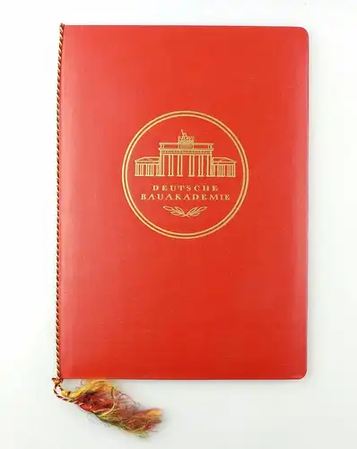 #e6541 Original alte DDR Urkundenmappe rot Deutsche Bauakademie