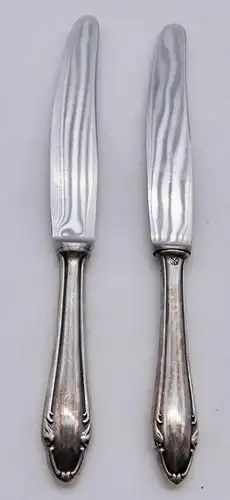 2 Dessert Messer mit Griffen aus 800 Silber  H390