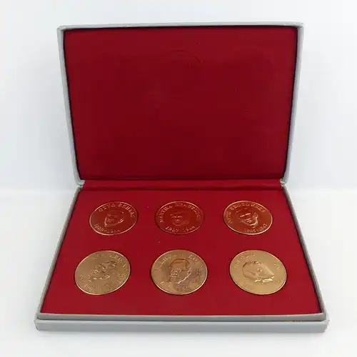 #e2534 DDR 6 original alte Medaillen Bezirksleitung Halle der SED bronzefarben