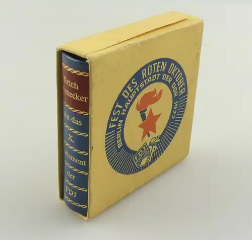 e12374 Minibuch mit Widmung Egon Krenz An das X Parlament der FDJ Erich Honecker