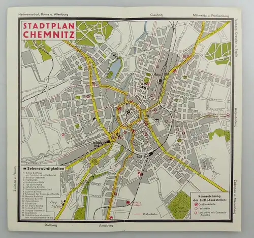 e9597 Alte Shell Stadtkarte Nummer 17 Chemnitz