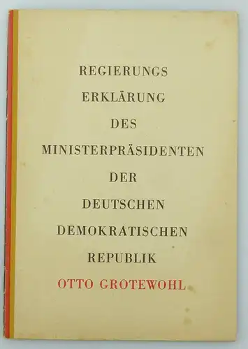 #e7582 Heft: Regierungserklärung des Ministerpräsidenten der DDR Otto Grotewohl
