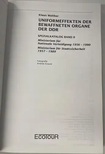 Uniformeffekten der bewaffneten Organe der DDR. Spezialkatalog Band II H405/1