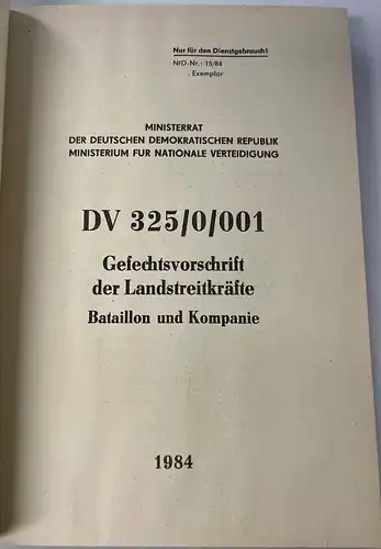 Gefechtsvorschrift der Landstreitkräfte 1984 Zug und Gruppe / Panzer, Buch2562
