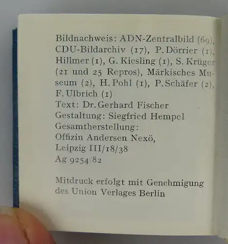 Minibuch: Otto Nuschke Ein Leben für die Interessen des Volkes 1983 ,Buch1464