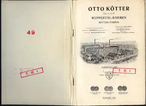 Katalog: Otto Kötter Wuppertal-Barmen Ketten-Fabrik