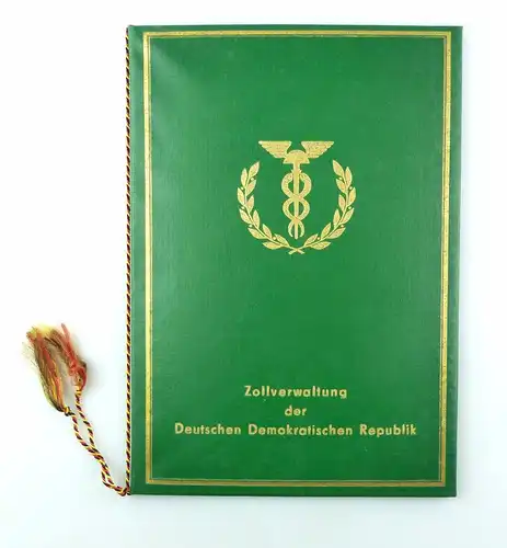 #e6551 Original alte DDR Urkundenmappe grün Zollverwaltung der DDR