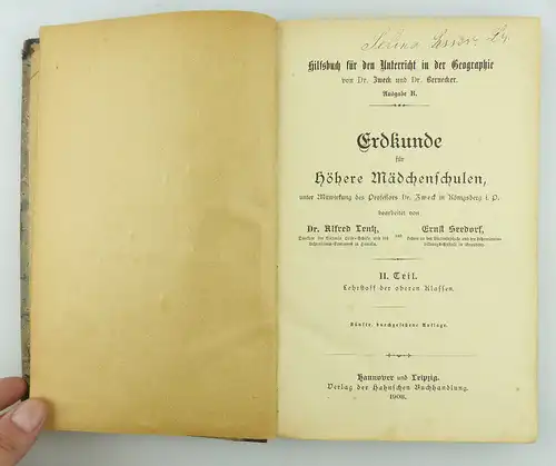 Buch: Erdkunde für höhere Mädchenschulen 2. Teil Hilfsbuch für Geographie e803