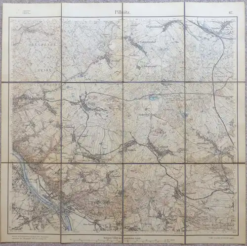 e10187 Original alte Landkarte 1912 Pillnitz Weißig Kleinwolmsdorf Dittersbach