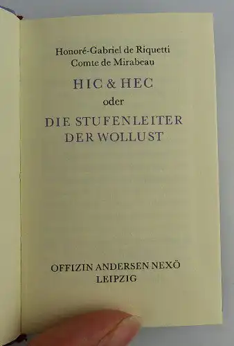 Minibuch: HIC & HEC oder Die Stufenleiter der Wollust Verlagsgruppe Kie Buch1581