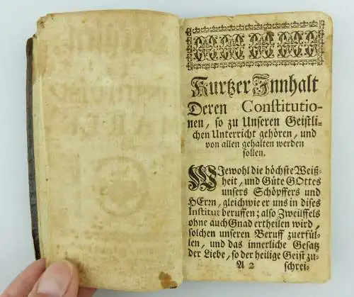 Original altes Buch aus dem Jahre 1751 IHS Regeln des Instituts Maria e1022