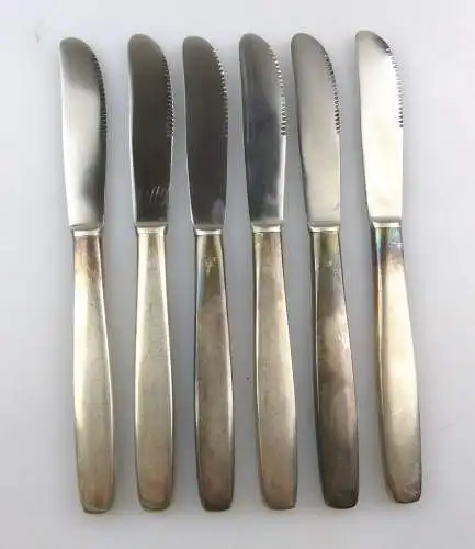 #e8424 6 alte versilberte Messer Görlitzer Silberwaren Fabrik 40er Silberauflage
