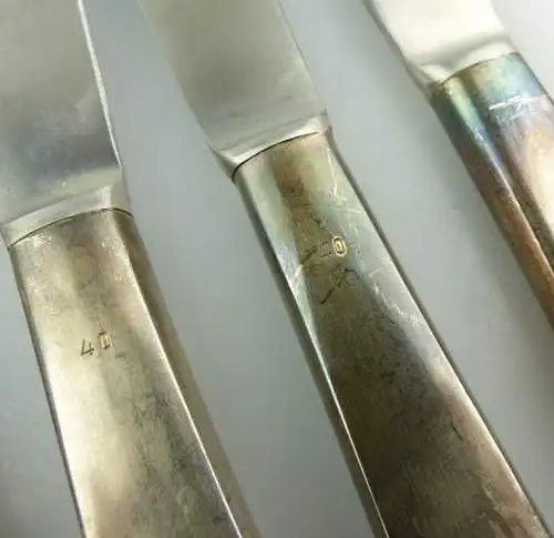 #e8424 6 alte versilberte Messer Görlitzer Silberwaren Fabrik 40er Silberauflage