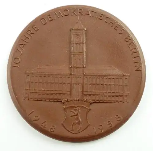 E11518 Meissen Medaille 10 Jahre Demokratisches Berlin 1948 bis 1958 Sozialismus