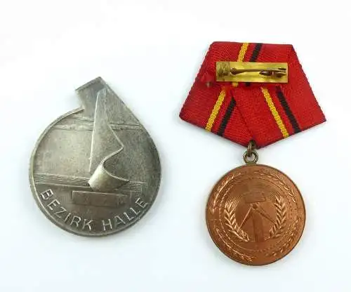 #e7883 DDR Medaille & Abzeichen 10. Kampfgruppen-Spartakiade von 1970 Halle