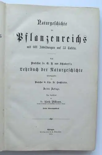 Buch Naturgeschichte des Pflanzenreiches 1874