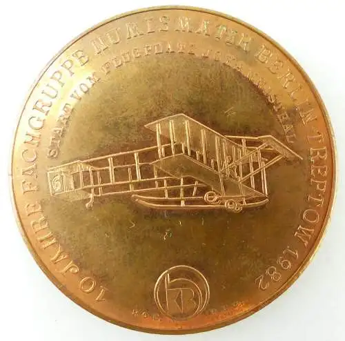 Medaille: 10 J. Fachgruppe Numismatik Berlin 1982 Flugplatz Johannisthal e1748