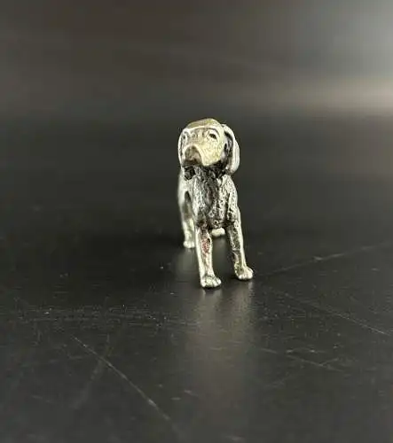 Kleiner Jagdhund aus massivem 800 Silber y0044