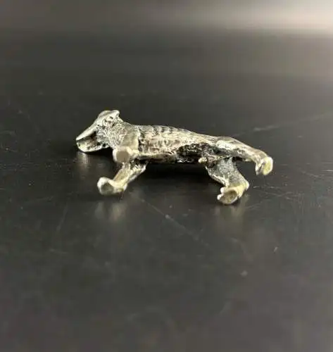 Kleiner Jagdhund aus massivem 800 Silber y0044