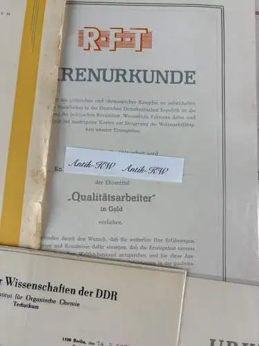 Original DDR Urkunden Konvolut sehr schön y0017