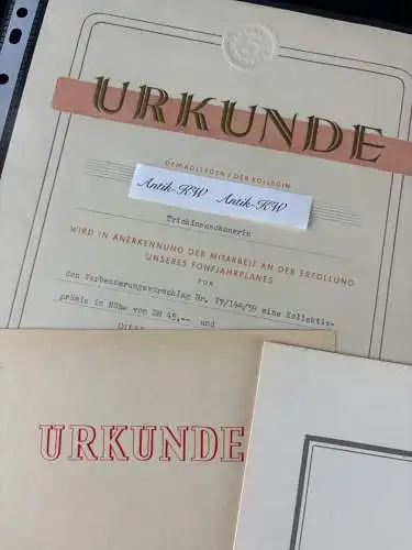 Original DDR Urkunden Konvolut sehr schön y0016