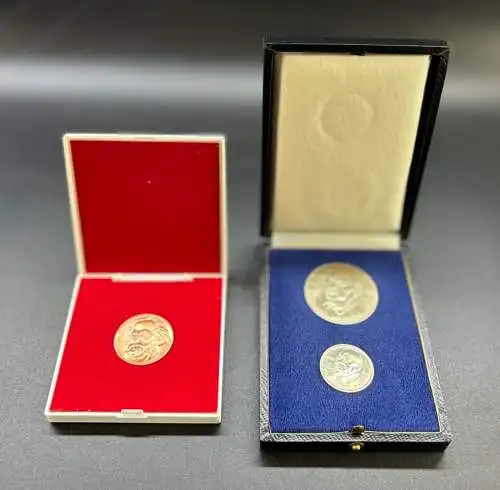 3 DDR Medaillen Pablo Neruda und Karl Marx in OVP y0070