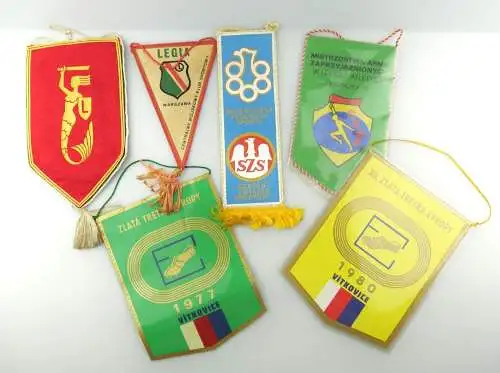 E12310 6 alte Wimpel aus Polen CWKS Legia Warszawa Slupsk 1982 Vitkovice 1977