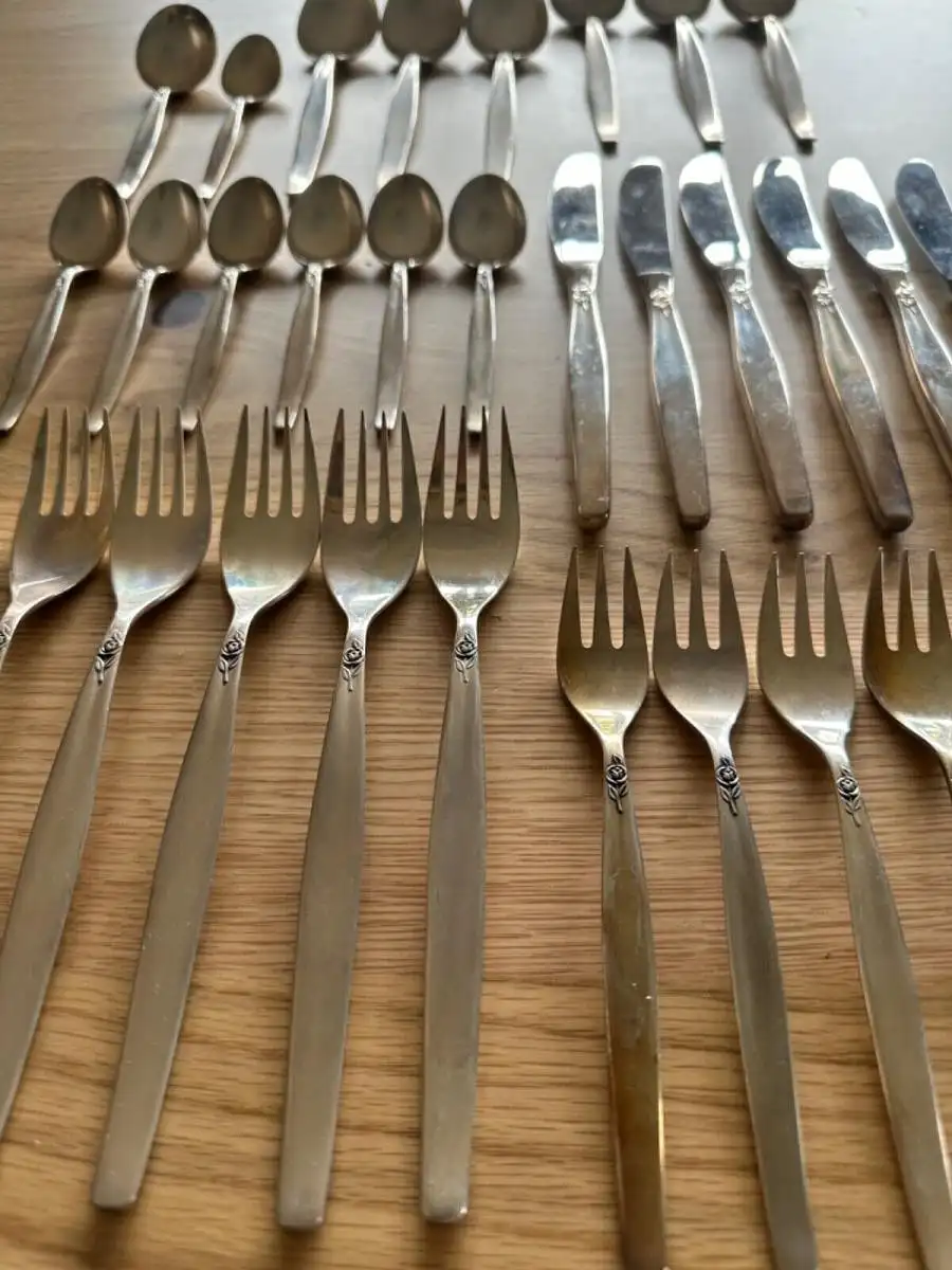 K012 altes 32 teilges Besteck BSF 90er Slberauslage Bremer Silberwarenfabrik 3